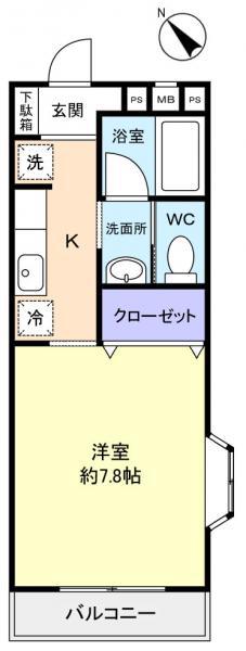 八千代第7弐番館(1K/2階)の間取り写真