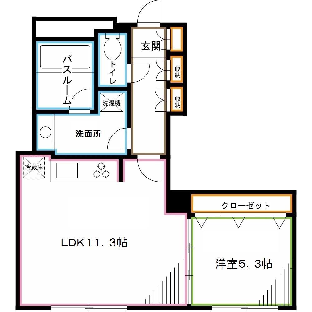 マンション高橋(1LDK/1階)の間取り写真