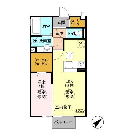 メルヴェーユ(1LDK/1階)の間取り写真