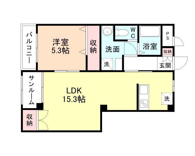 ネオサイトタカムラA棟(1LDK/3階)の間取り写真