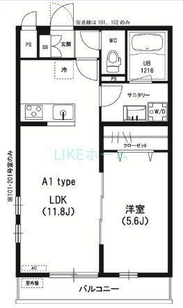 リブリ・千草(1LDK/2階)の間取り写真