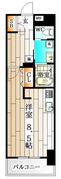 WILLDO浜崎通(ワンルーム/4階)の間取り写真