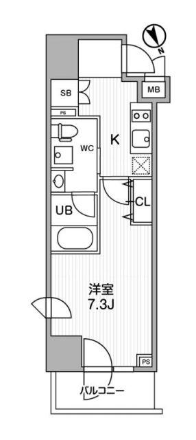 ステージファースト浅草橋II(1K/2階)の間取り写真