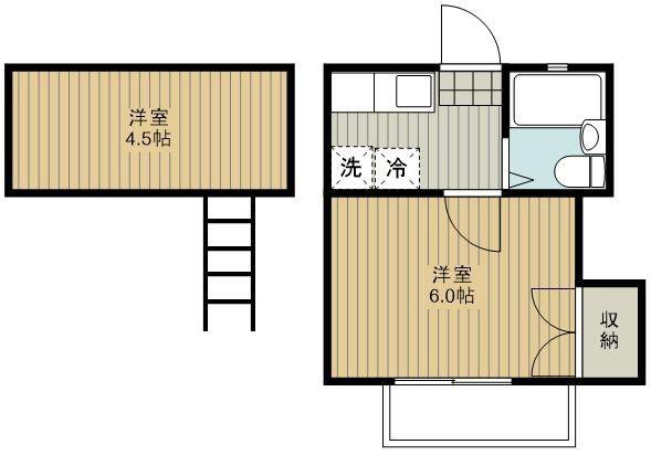 バレンシア(1K/2階)の間取り写真