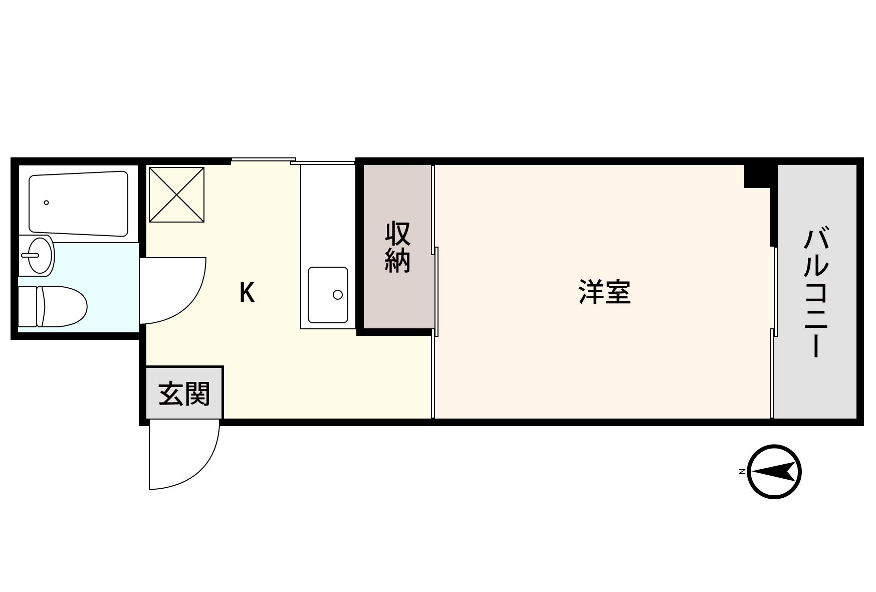 アシスト第3山形マンション(1K/2階)の間取り写真