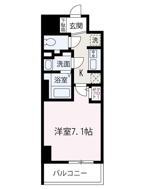 プリンセスライン(1K/6階)の間取り写真