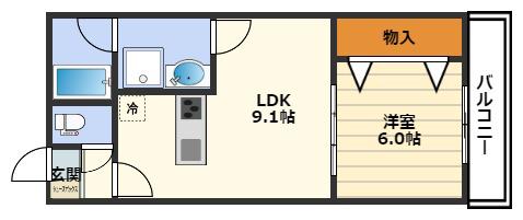 ル・ヴェール黒崎町(1LDK/2階)の間取り写真