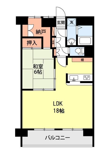 ライオンズマンション新潟古町(1SLDK/10階)の間取り写真