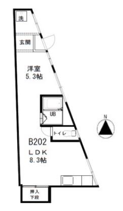 ノベラ篠原北町(1LDK/2階)の間取り写真