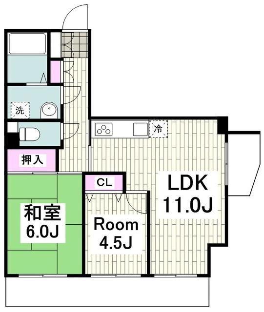 日神パレステージ西横浜(2LDK/6階)の間取り写真
