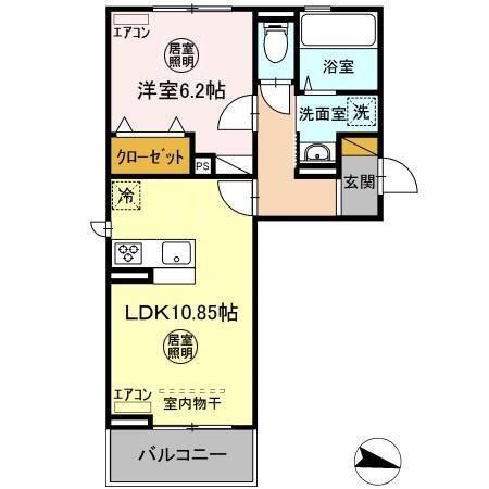 D-ROOM公津の杜A棟(1LDK/2階)の間取り写真