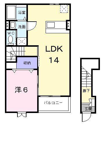 アメニティーハイツ川島II(1LDK/2階)の間取り写真