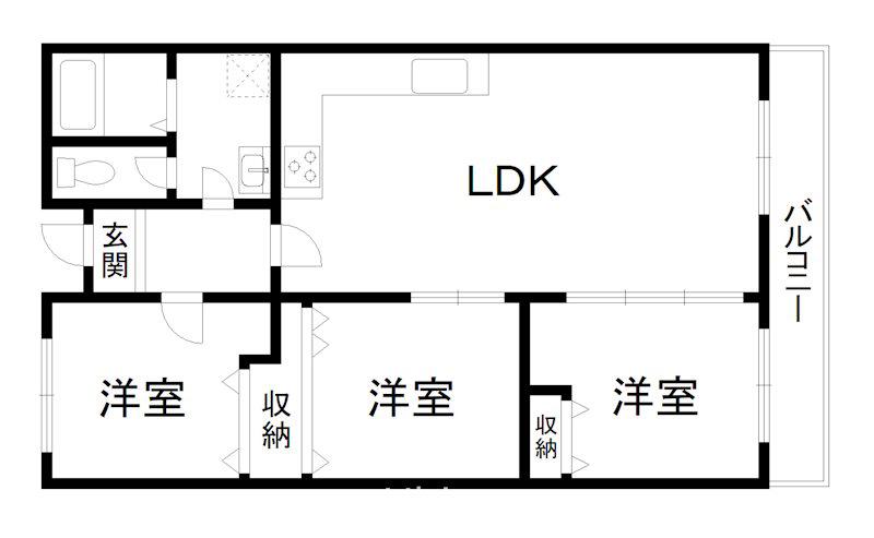 ハイム伏見A棟 (3LDK/4階)の間取り写真