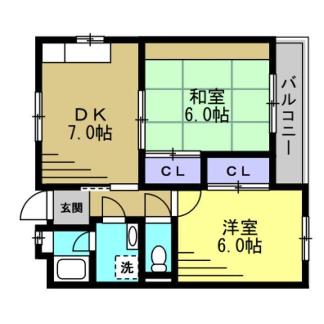 平塚ハイツ(2DK/3階)の間取り写真