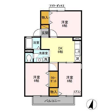 クレスト松代(3DK/1階)の間取り写真