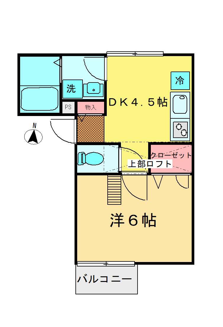 BELLE LEAD久米川(1DK/2階)の間取り写真