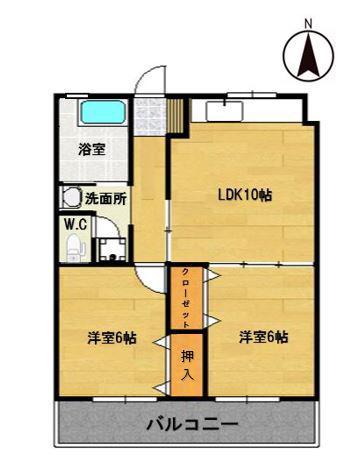 サンコーポ・江崎(2LDK/2階)の間取り写真