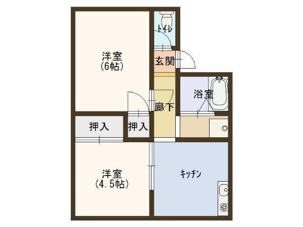 岩井ハイツ(2K/2階)の間取り写真