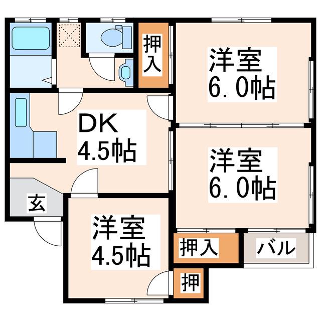 コーポナガシマA(3DK/2階)の間取り写真