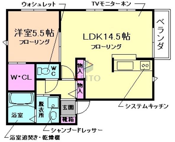 レクサス豊中(1LDK/1階)の間取り写真