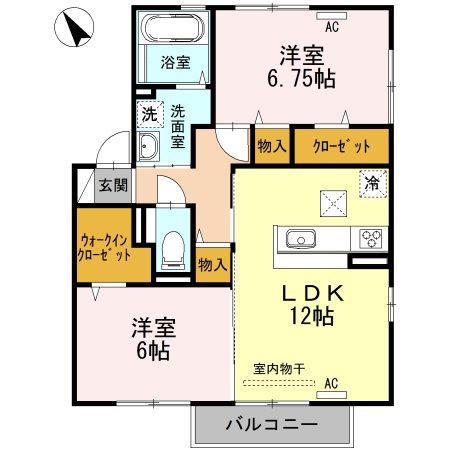 プレリュード京賀(2LDK/2階)の間取り写真