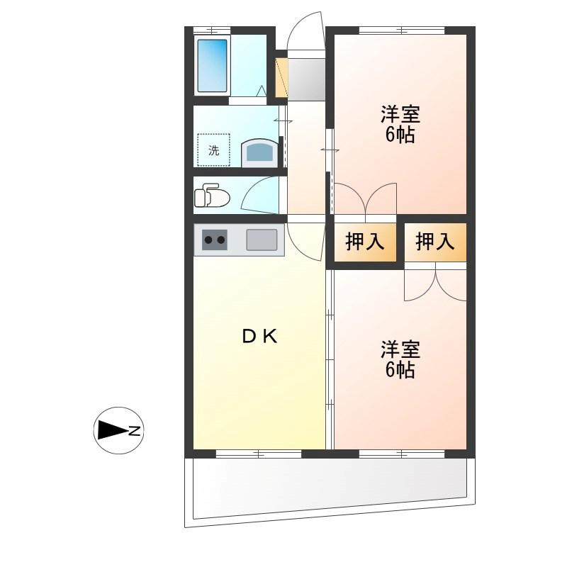 NKコート(2DK/2階)の間取り写真