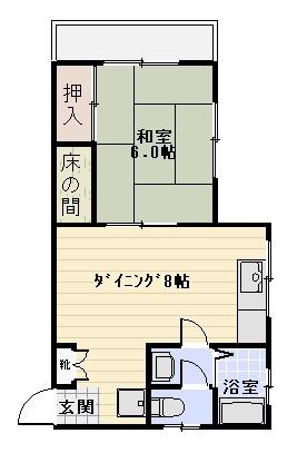 ヒマワリコーポ(1DK/1階)の間取り写真