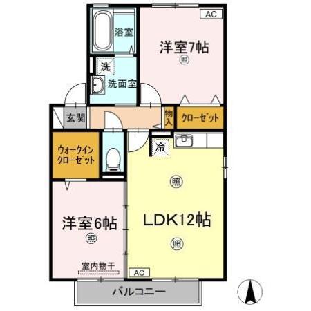 プラザシャルム(2LDK/2階)の間取り写真