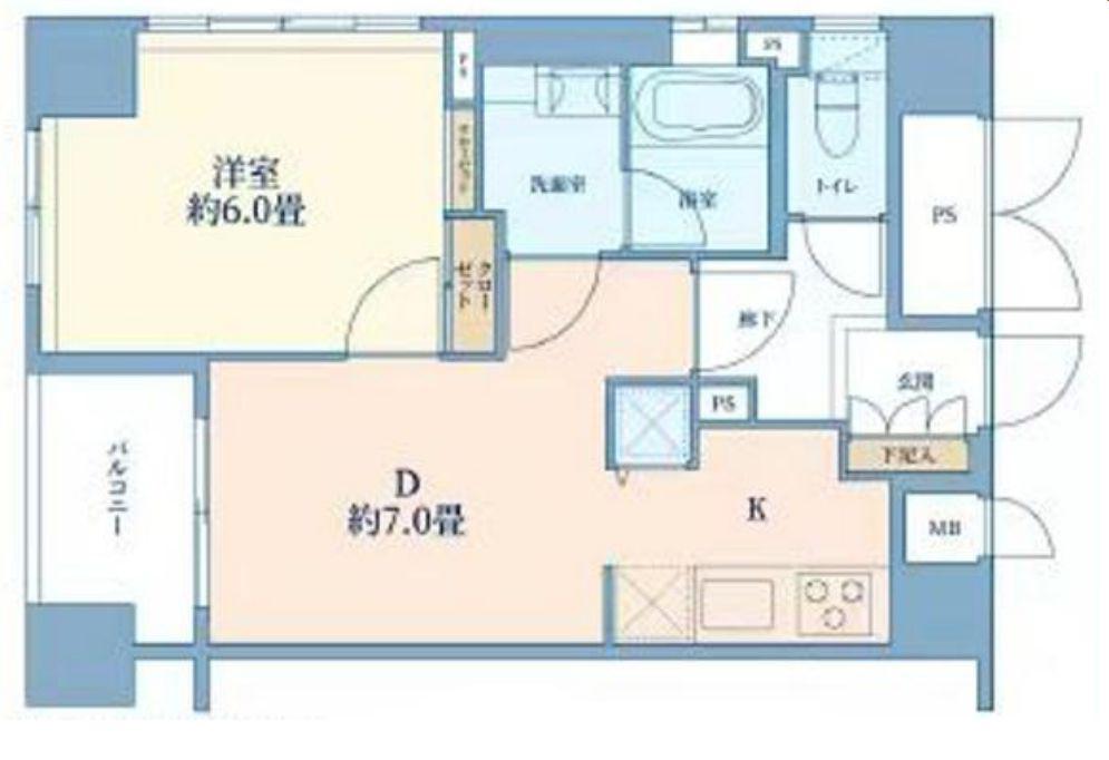 アクシア日本橋(1LDK/12階)の間取り写真