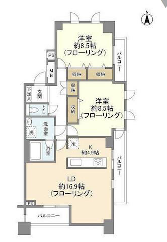 麻布市兵衛町ホームズ(2LDK/7階)の間取り写真