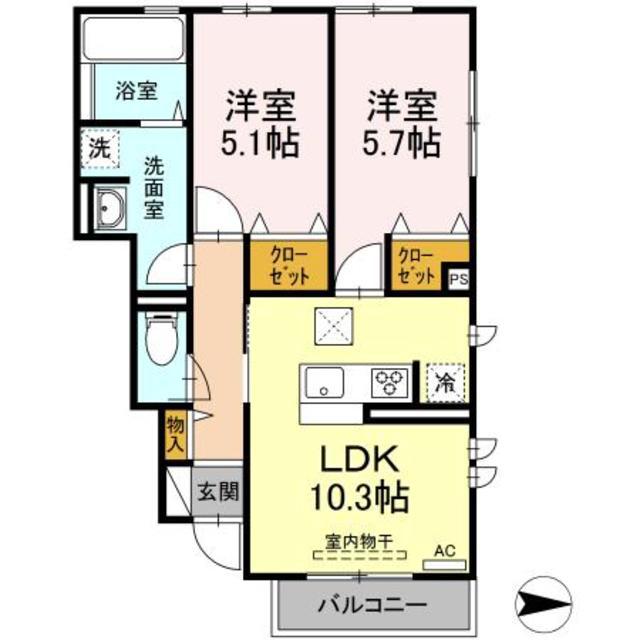 プレジオA(2LDK/1階)の間取り写真
