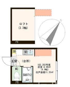 ハッピネス北池袋(ワンルーム/1階)の間取り写真