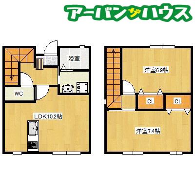 コーポレーヴ楢津(2LDK/1階)の間取り写真