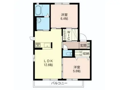 プラースドゥプラージュIII(2LDK/2階)の間取り写真