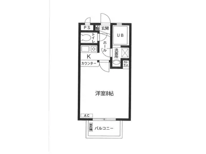 アメーヌ北山(1K/1階)の間取り写真