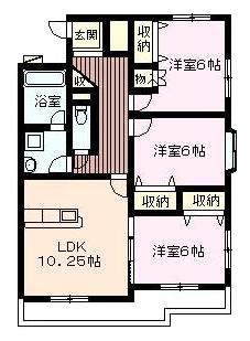 カーサヴェルデ(3LDK/1階)の間取り写真