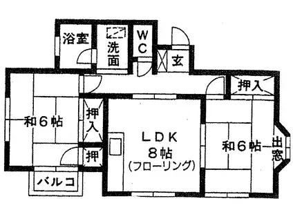 グリーンハイツ井相田(2LDK/2階)の間取り写真