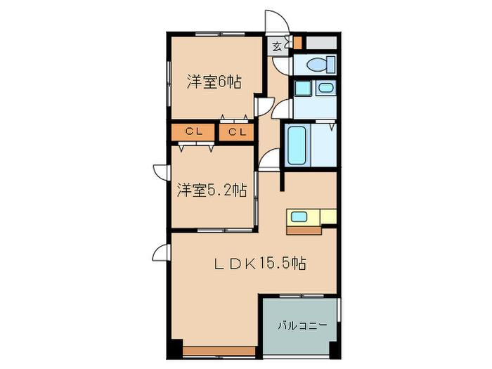 グランパーク天神(2LDK/6階)の間取り写真