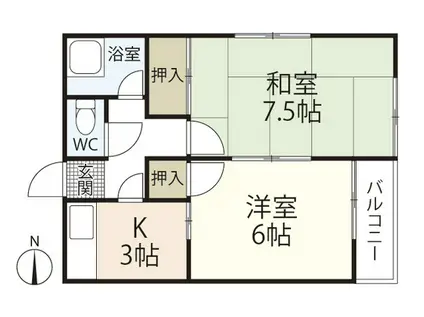 竹内アパート(2K/2階)の間取り写真