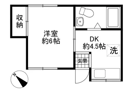 川口荘(1K/2階)の間取り写真