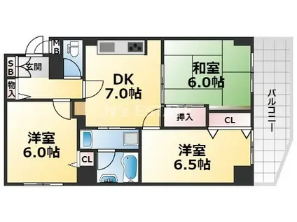 ロイヤルメゾン東須磨(3DK/2階)の間取り写真