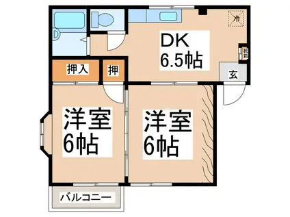 TSハイツI(2DK/1階)の間取り写真