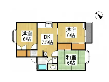 フラリッシュ片島(3DK/1階)の間取り写真