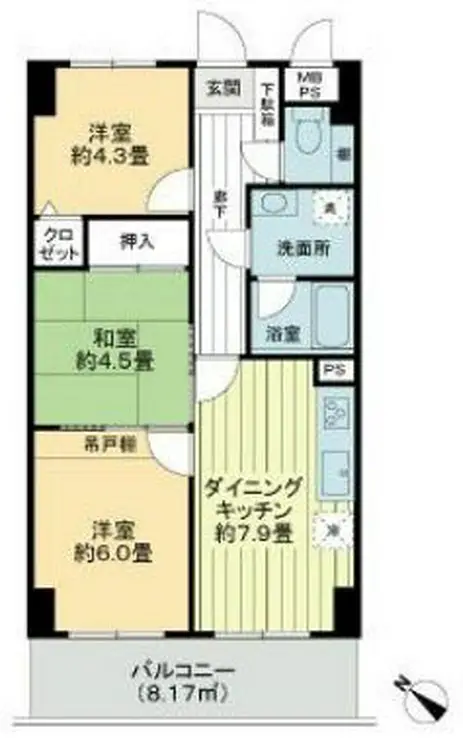 ライオンズマンション稲毛海岸 4階階 間取り