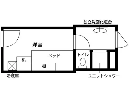 中央ラインハウス小金井(ワンルーム/1階)の間取り写真