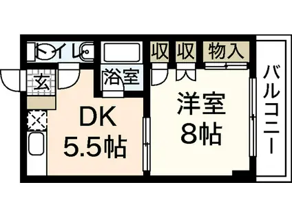 進保ビル(1DK/3階)の間取り写真