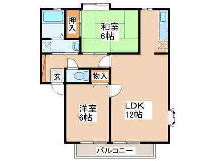 サンビレッジ林檎 B(2LDK/2階)の間取り写真