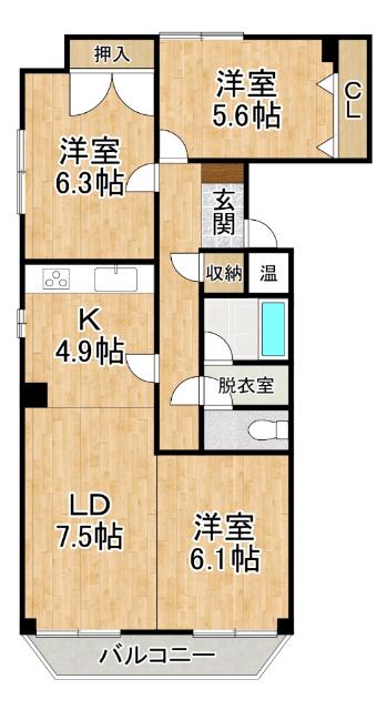ホワイトパレス(3LDK/9階)の間取り写真