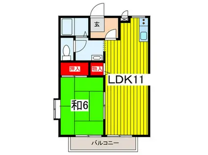 サンクレスト D棟(1LDK/1階)の間取り写真