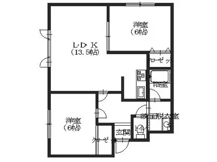 コーポシード(2LDK/2階)の間取り写真